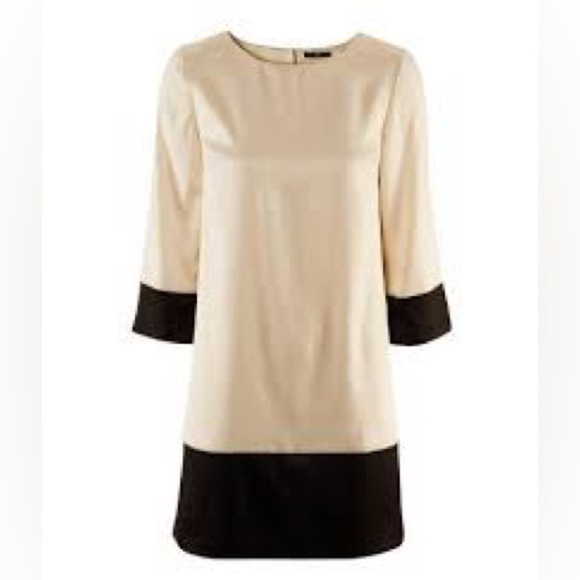 H&M Champagne and black Silky Mod Mini Dress sz 4 - Picture 1 of 6